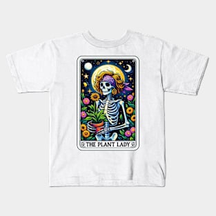 Funny Plant Lady Tarot Vintage Skeleton Floral Moon Garden Kids T-Shirt